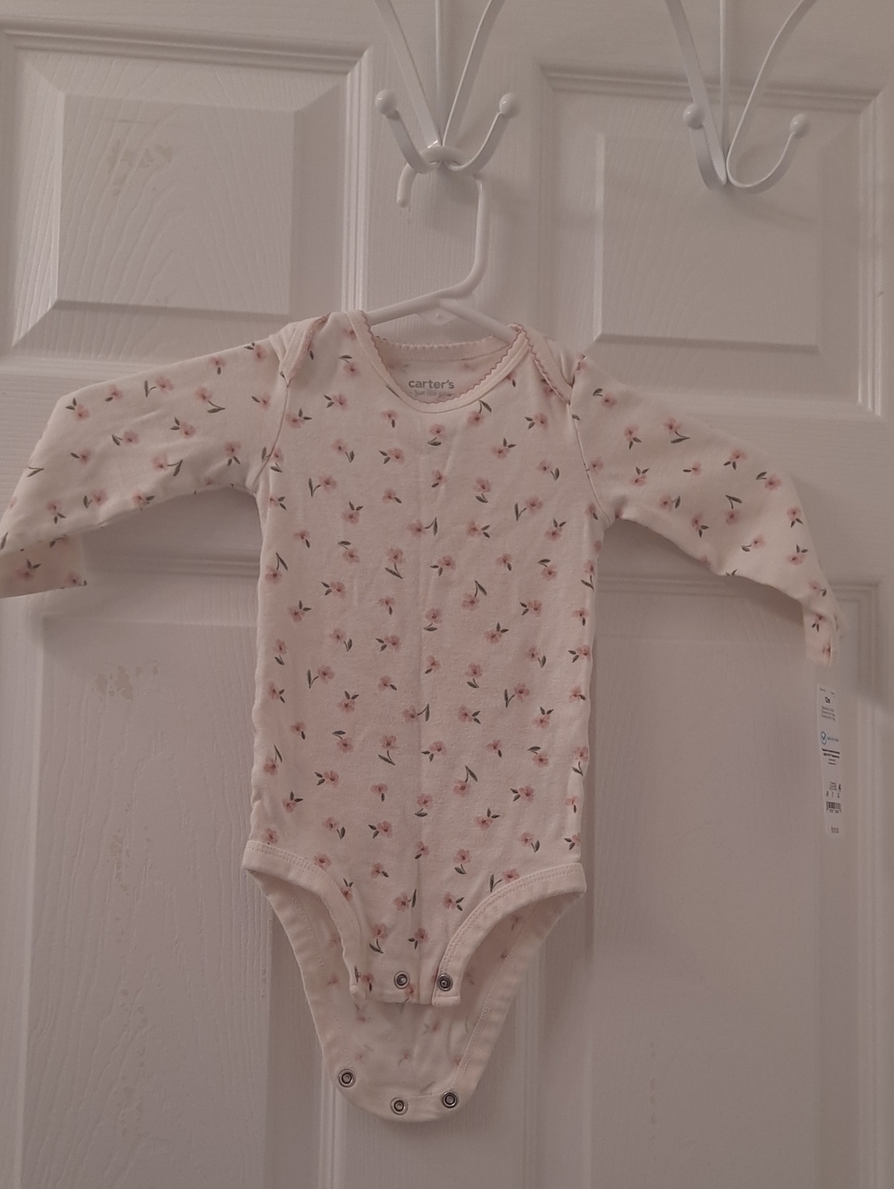Carter's Light Pink Floral Long-Sleeve Baby One-Piece